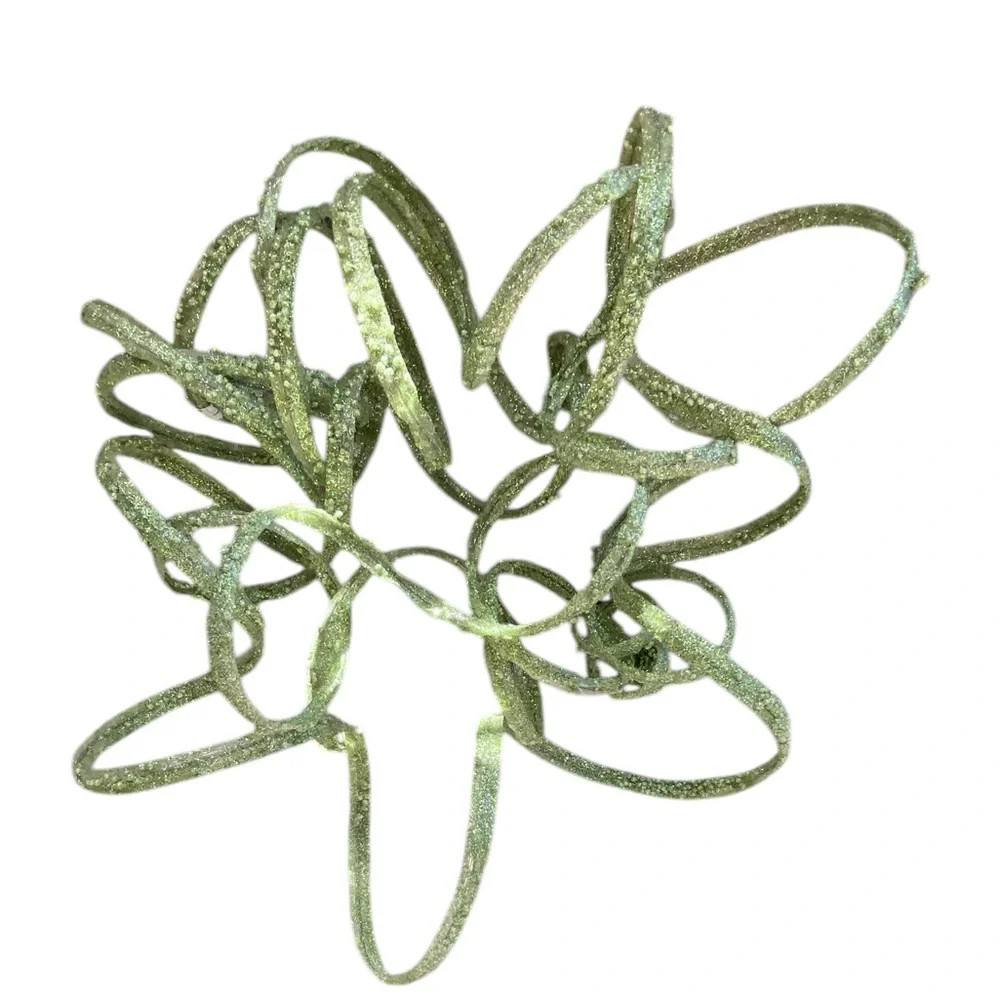 Three Curling Glitter Mint Green Christmas Tree Garlands. Excellent Condition!